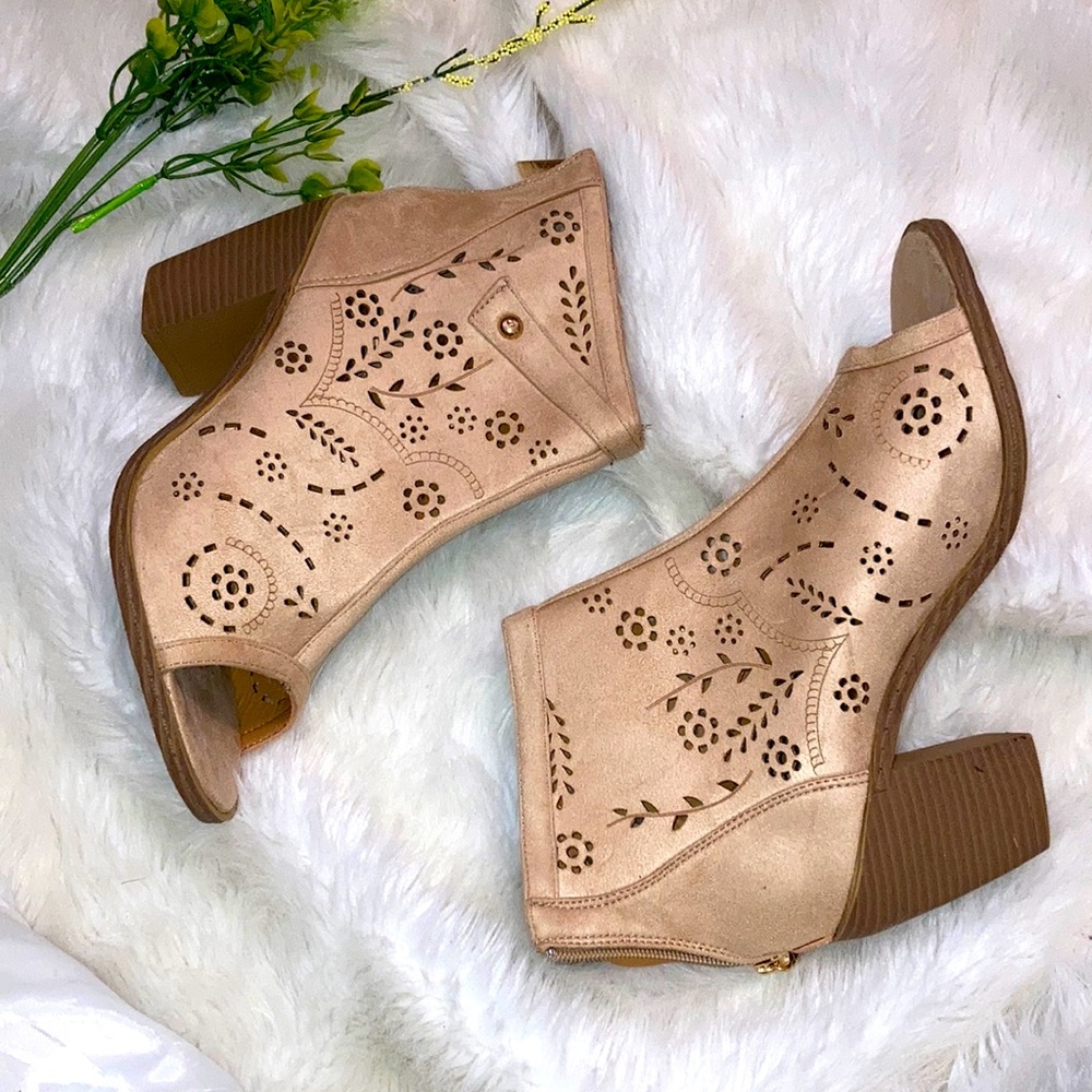 Maurices laser cut peep toe booties